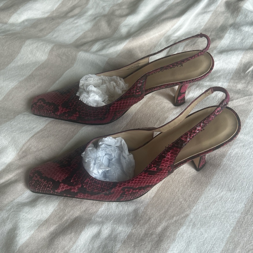 Karen Scott leather python Snakeskin Slingback heels mules